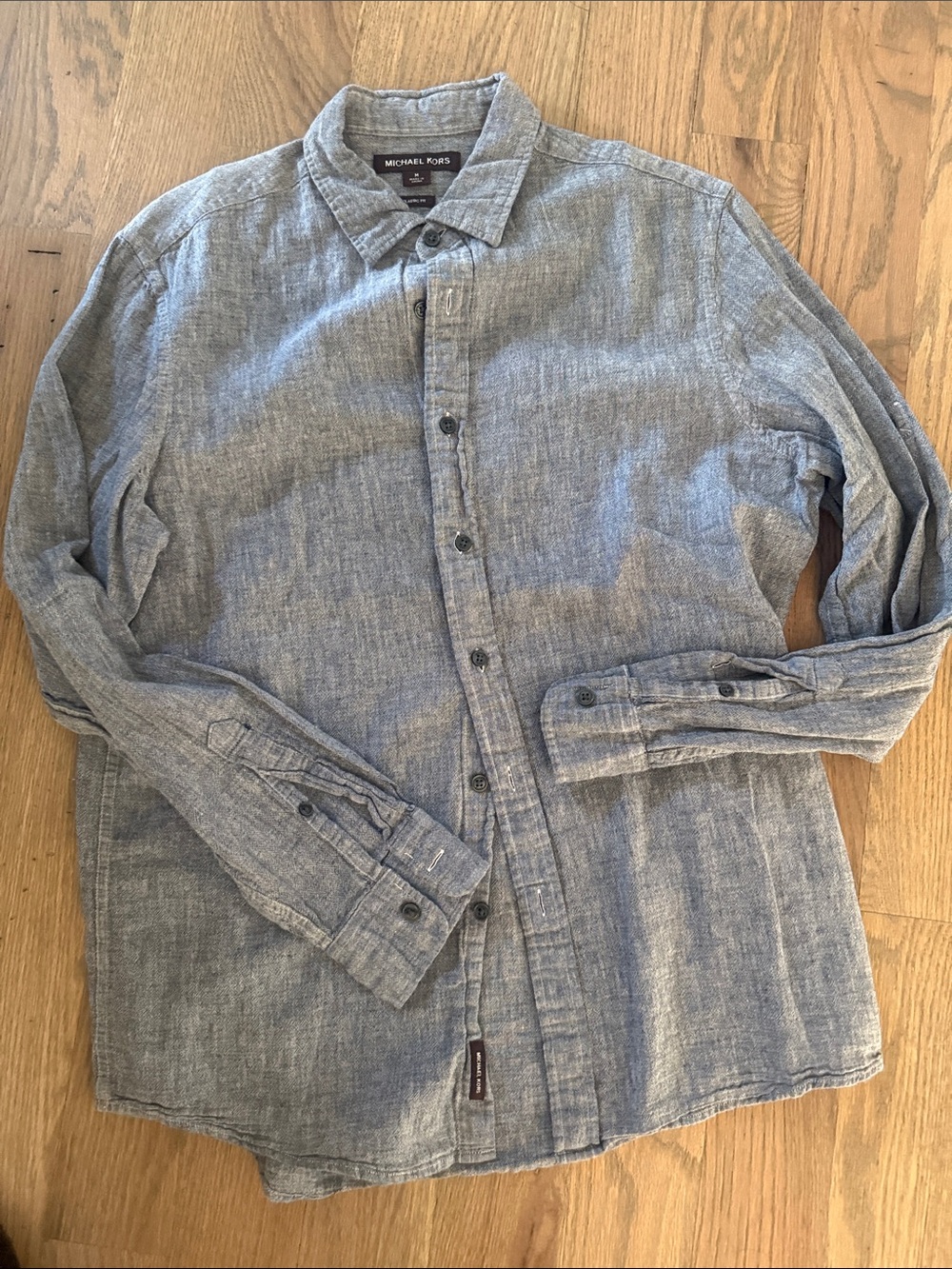 Michael Kors Light Blue Chambray Long-Sleeve Button-Down Shirt Classic Fit M